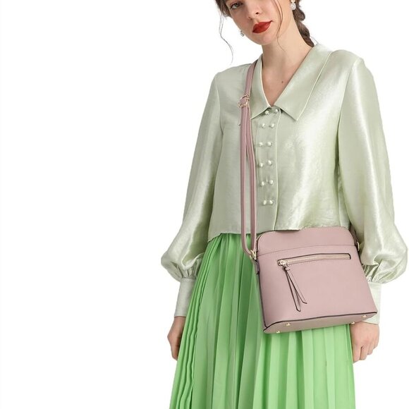 Small Crossbody Bag, Dome Shoulder Bag with Zipper Pocket Adjustable Strap - Picture 2 of 6